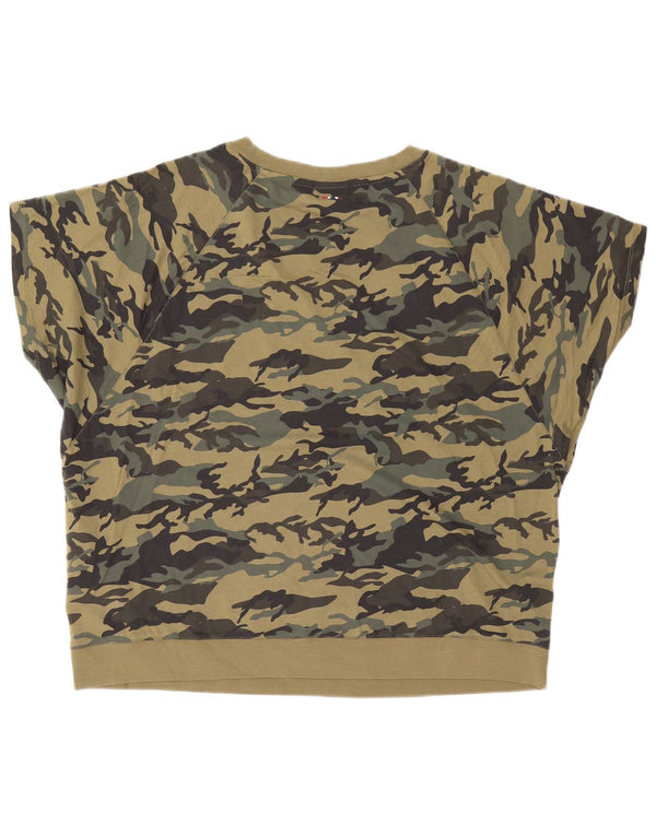 Tricou supradimensionat Napapijri pentru femei UK 14 Medium Khaki Camuflage Bumbac