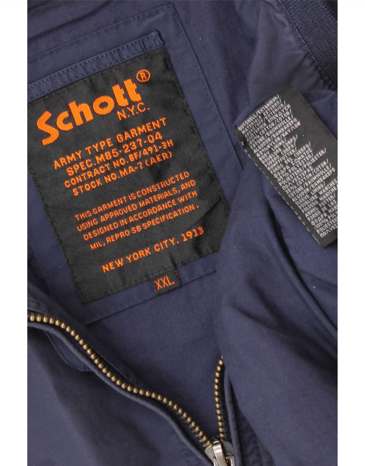 Bomber Jacket pentru bărbați Schott UK 44 2XL Bumbac bleumarin