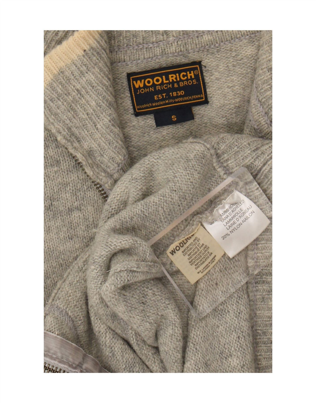 Pulover cardigan cu fermoar complet Woolrich pentru femei UK 10 Lână gri mică
