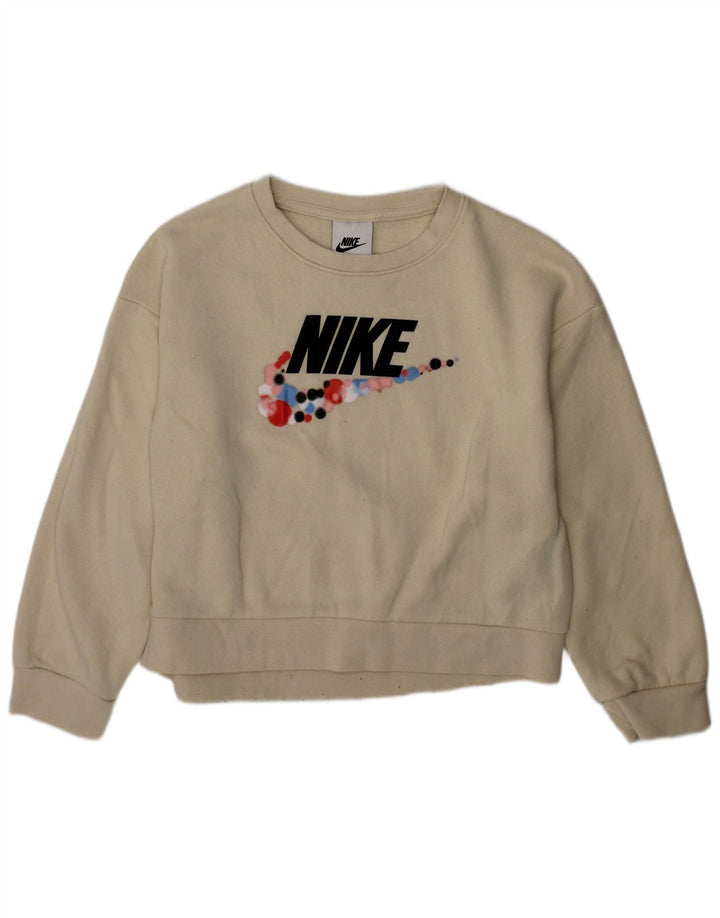 Pulover cu grafic pentru fete NIKE 5-6 ani, mediu bumbac alb
