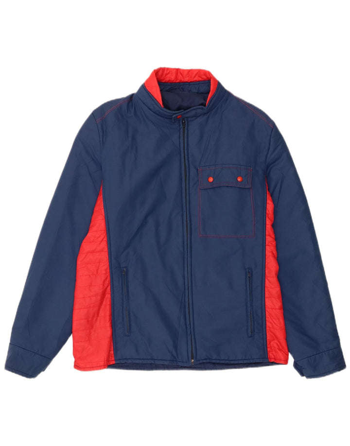 Jachetă căptușită vintage pentru femei UK 14 Medium Blue Colorblock Nylon
