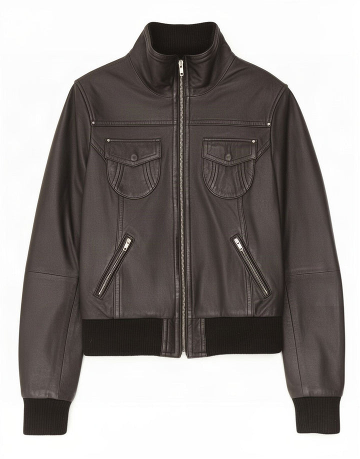 Jachetă de piele pentru femei Carrie Hoxton UK 14 Medium Black