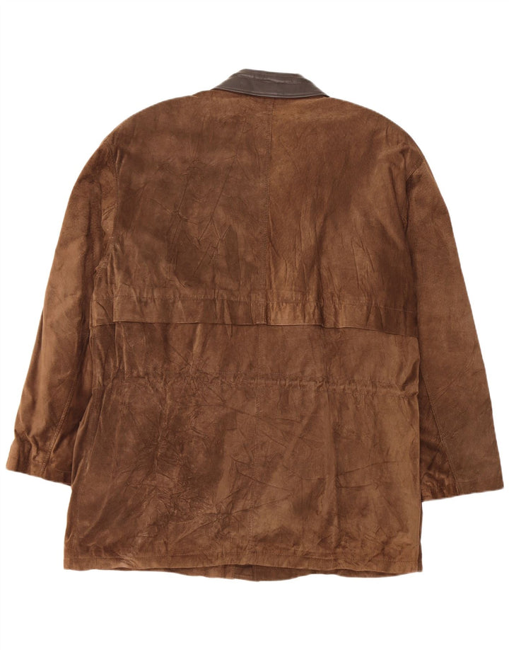 Jachetă vintage pentru bărbați din piele intoarsa IT 54 XL maro din piele