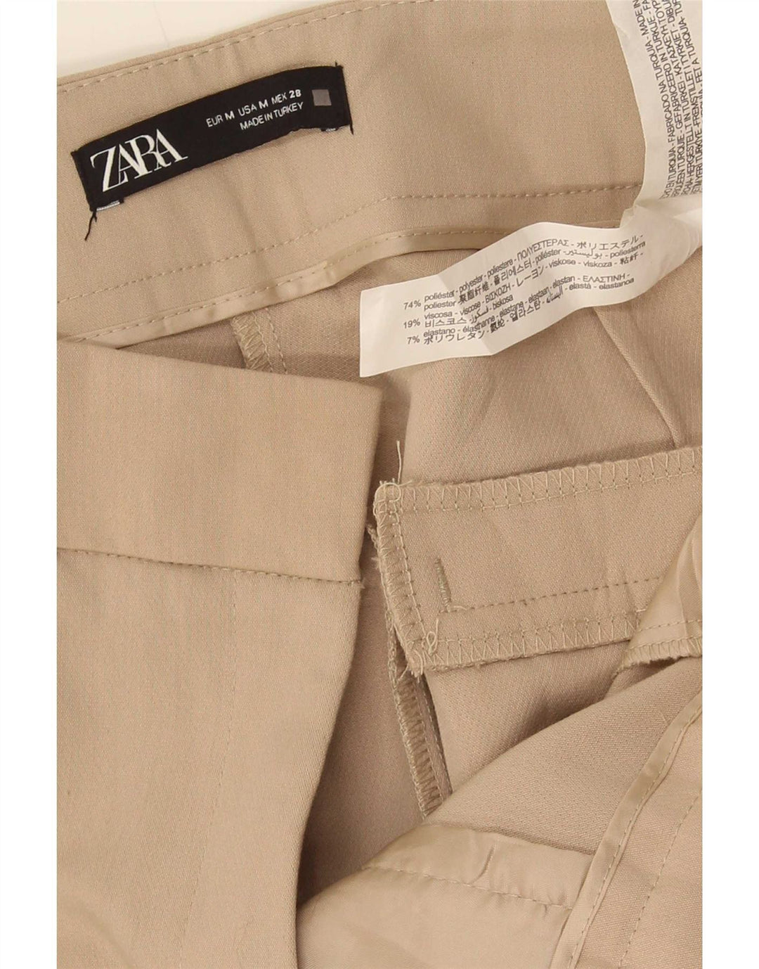 Pantaloni Drepți Zara Femei L28 L27 Poliester Bej