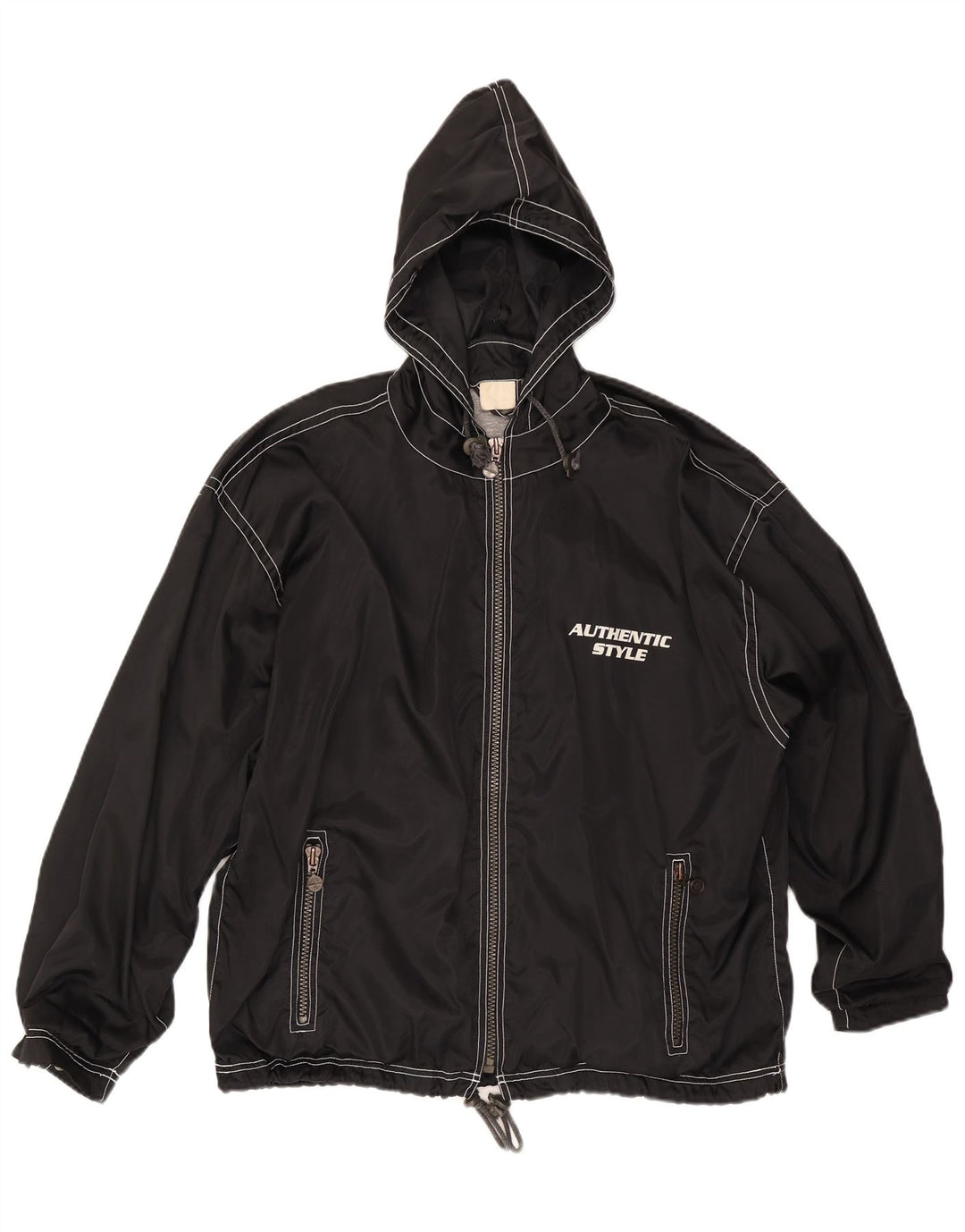 Jachetă de ploaie cu glugă cu glugă vintage pentru bărbați UK 40 Large Black