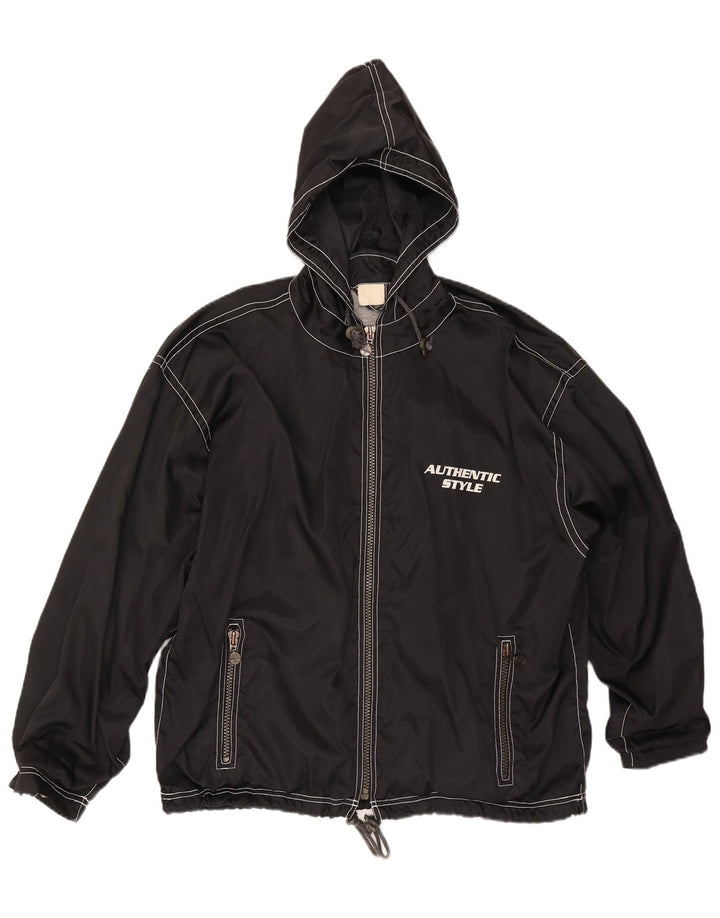 Jachetă de ploaie cu glugă cu glugă vintage pentru bărbați UK 40 Large Black