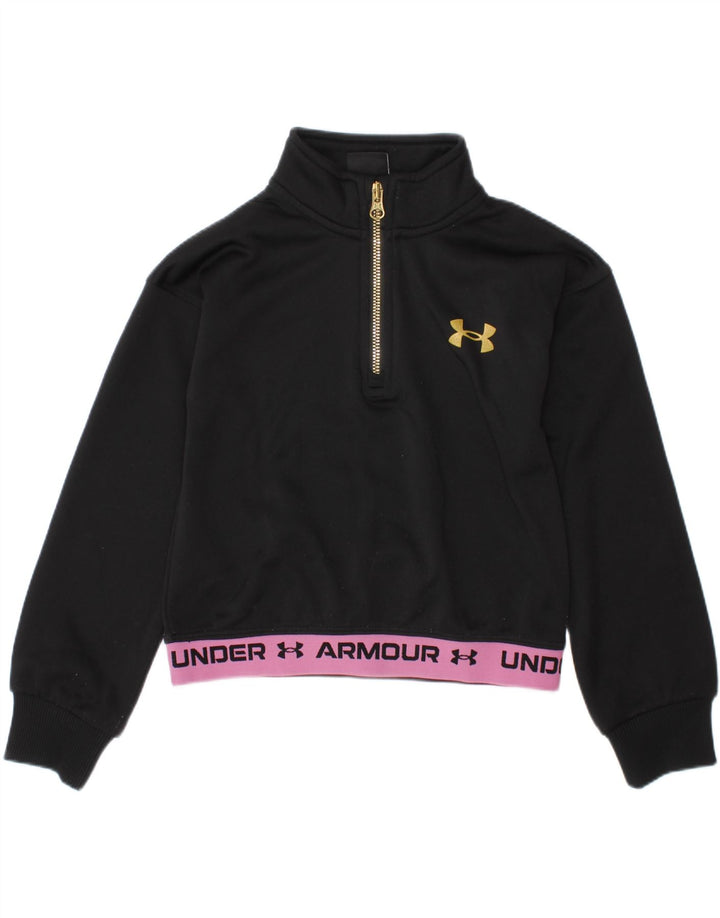 Pulover pentru fete UNDER ARMOUR, cu fermoar, cu gât, 4-5 ani, negru, bloc de culoare