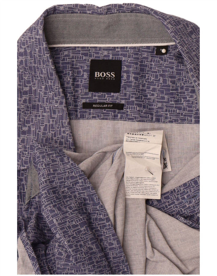 Cămașă Hugo Boss pentru bărbați, cu formă regulată, din bumbac geometric albastru mediu