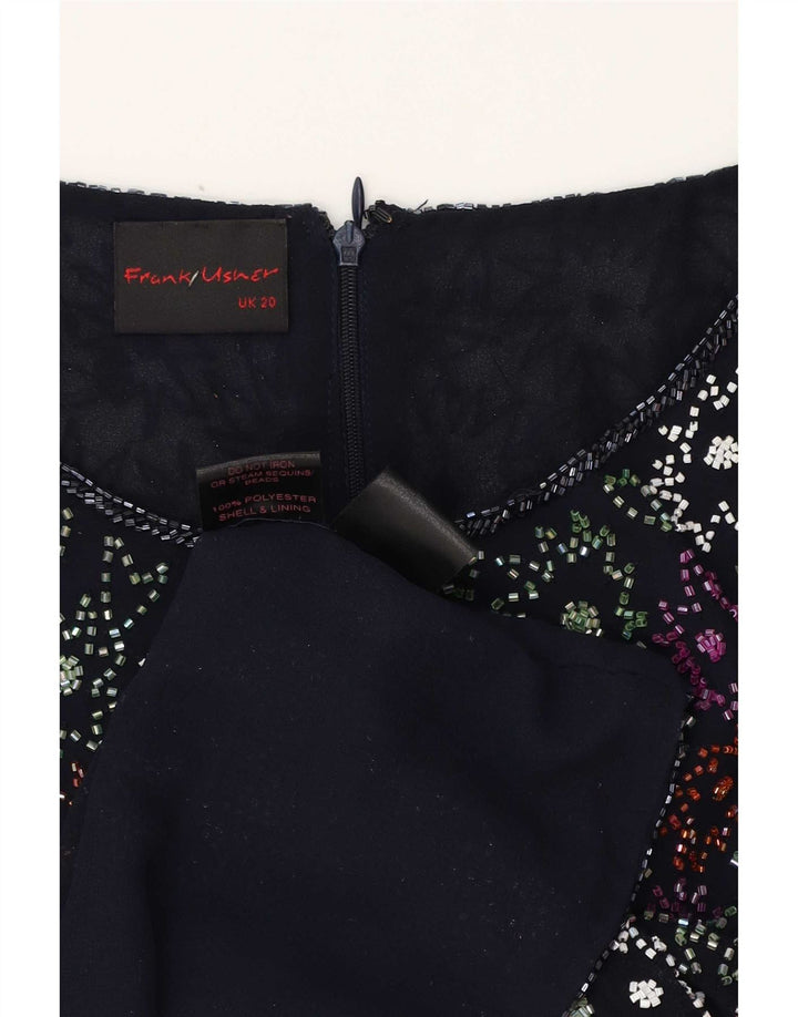 Bluză pentru femei Frank Usher, Marea Britanie 20 2XL, Poliester Floral Albastru Marin