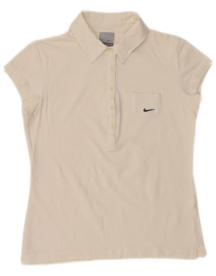 Tricou polo crop Nike pentru femei UK 10/12 Medium White