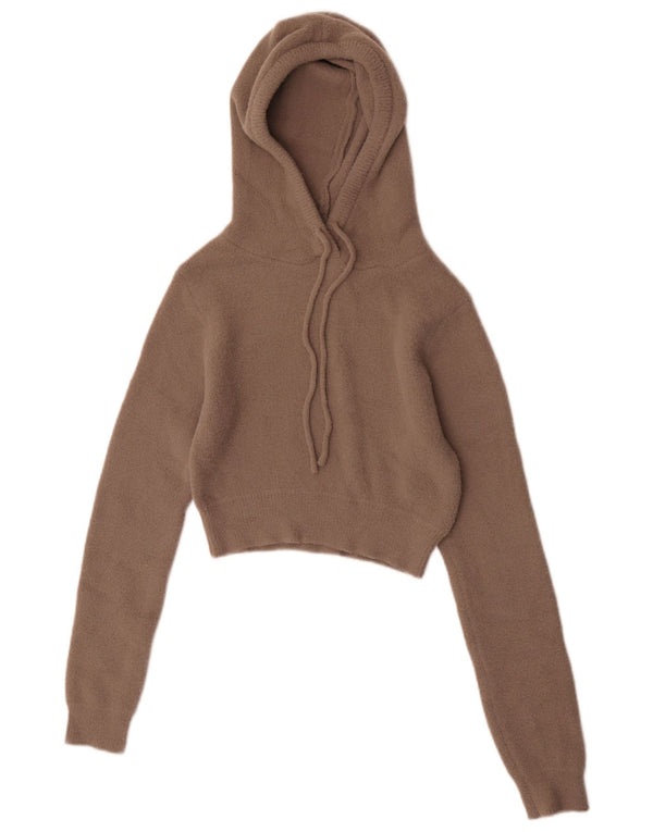 Pulover crop cu glugă pentru femei Zara UK 8 Poliamidă maro mică