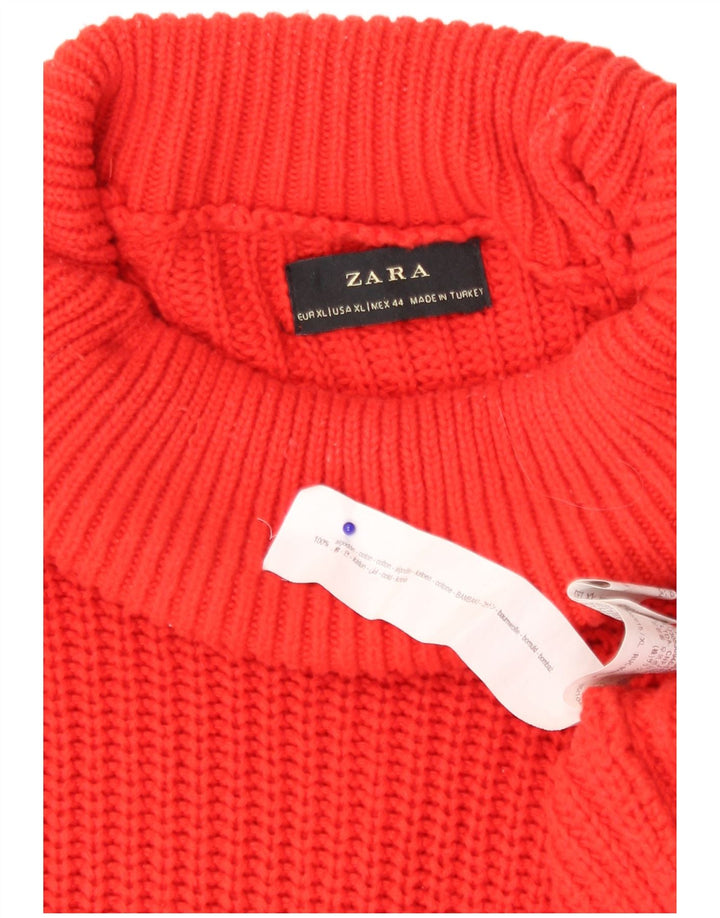 Pulover pentru bărbați Zara cu gât rulat XL bumbac roșu