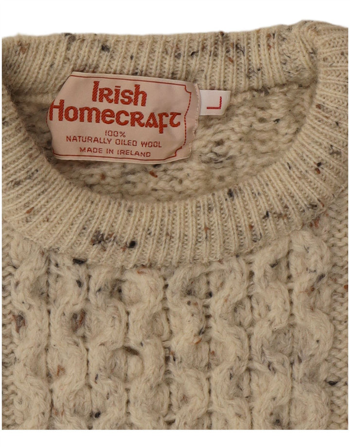 Pulover Irish Homecraft pentru bărbați, cu gât roșu, mare, cu pete gri