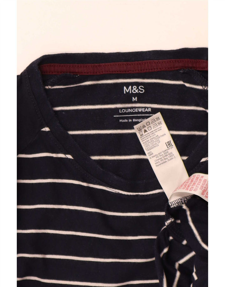 Top pentru bărbați Marks & Spencer cu mânecă lungă, mediu, bleumarin, cu dungi din bumbac