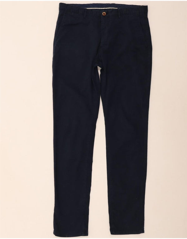 Massimo Dutti Mens Slim Fit Chino Trousers EU 44 Large W34 L33 Navy Blue