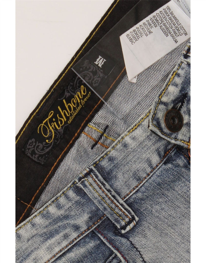 FISHBONE Mens Capri Jeans Medium W34 L18  Blue Colourblock Cotton Vintage Fishbone and Second-Hand Fishbone from Messina Hembry 