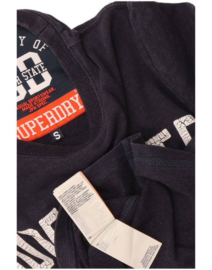 Top grafic pentru bărbați Superdry cu mânecă lungă din bumbac, albastru bleumarin