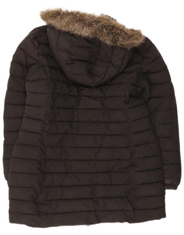 Palton căptușit cu glugă Superdry pentru femei UK 16, mare, negru, poliester