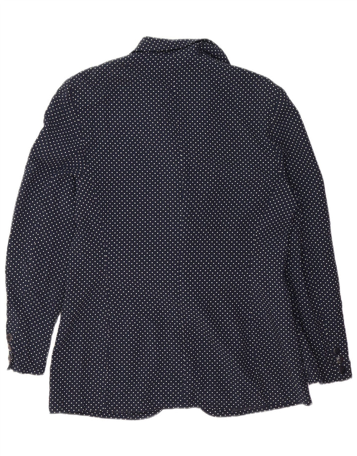 Jachetă pentru femei VINTAGE cu 1 nasture UK 14 Medium bleumarin pete