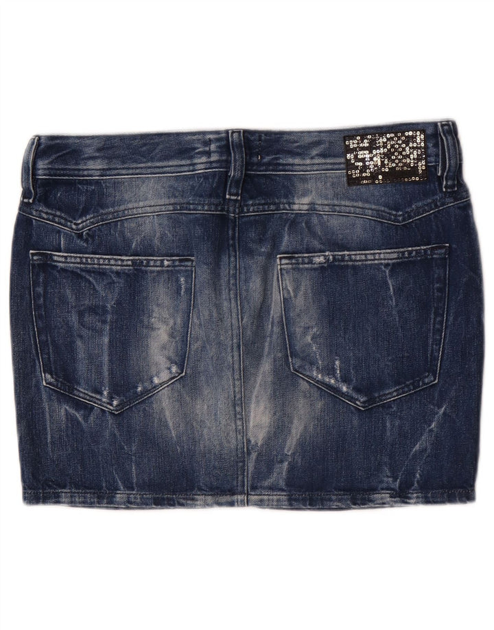 Fusta mini denim pentru femei Diesel W28, bumbac albastru mediu