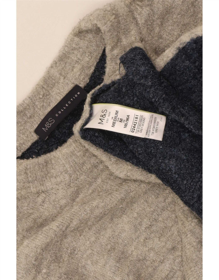 Pulover Marks & Spencer pentru femei cu gât roșu, gri mediu, UK 14