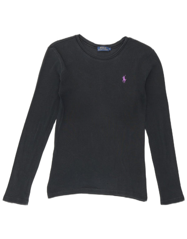Top pentru femei Polo Ralph Lauren cu mânecă lungă UK 10 mic, bleumarin, bumbac