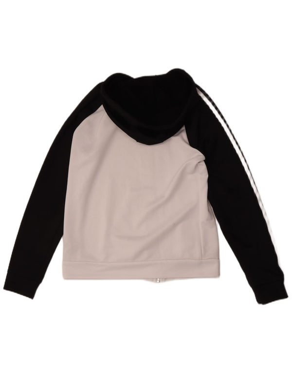 Pulover Adidas pentru femei, cu fermoar, cu glugă, UK 14 Medium, alb, poliester color bloc