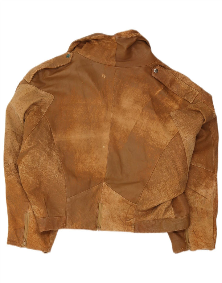 Jachetă vintage de piele crop pentru femei EU 42, maro, mare