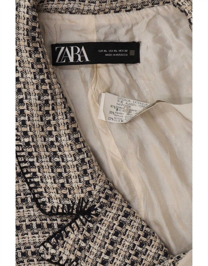 Blazer pentru femei Zara cu 3 nasturi, UK 18 XL, poliester cu dungi gri