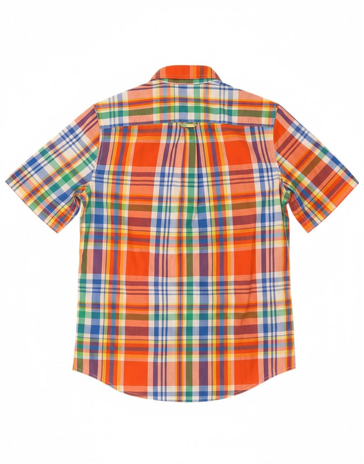 CHAPS Mens Easy Care Short Sleeve Shirt Small Multicoloured Check Cotton