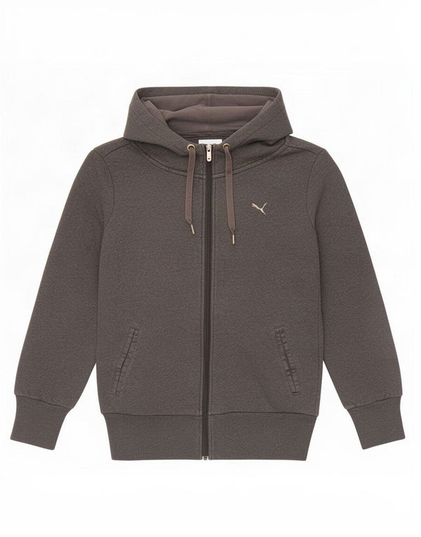 Pulover Puma pentru femei, cu fermoar, UK 12, bumbac gri mediu