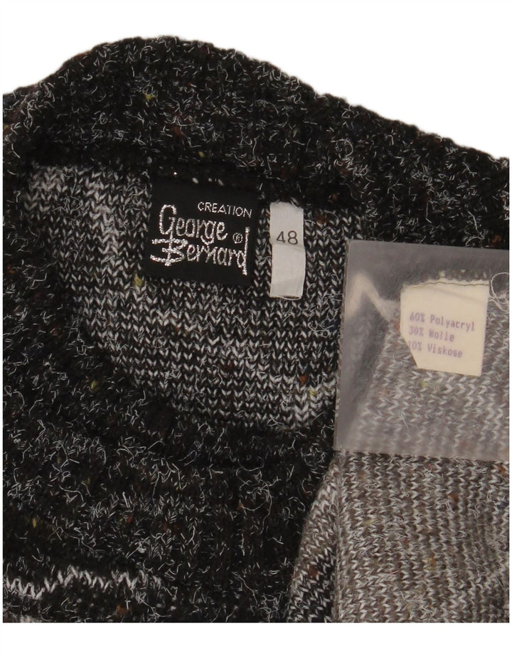 Pulover vintage pentru femei cu gât țestoasă IT 48 XL poliacrilic cu dungi gri