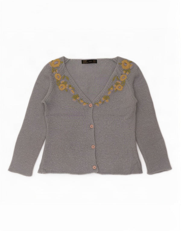 Pulover cardigan cu mâneci 3/4 pentru femei Zara UK 12 Medium Blue Floral