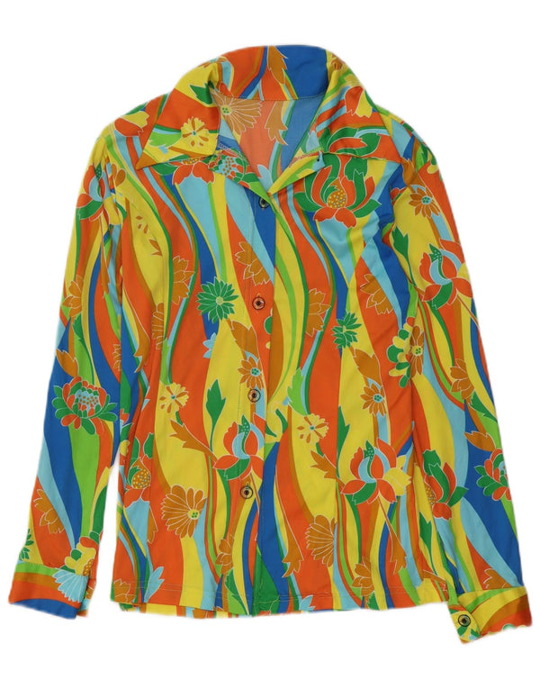Bluză pentru femei vintage cămașă UK 10 Mic Multicolor Floral