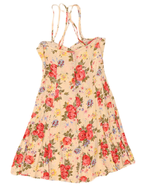 Costum pentru femei Vintage IT 42 Viscoză Florală Galben Mediu