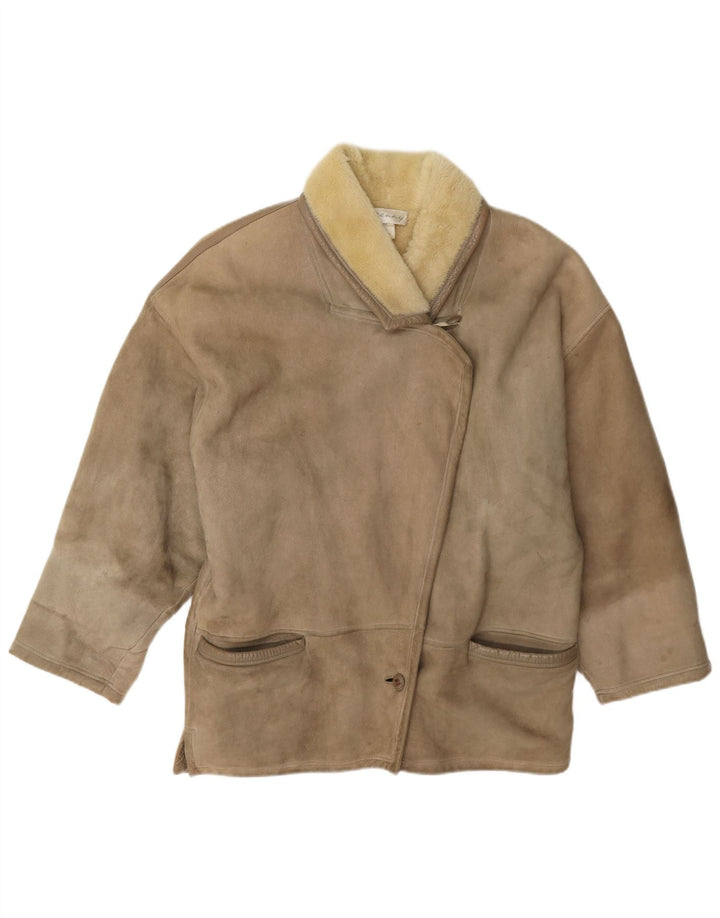Jachetă din shearling pentru femei Genny US 6 Medium Grey Piele