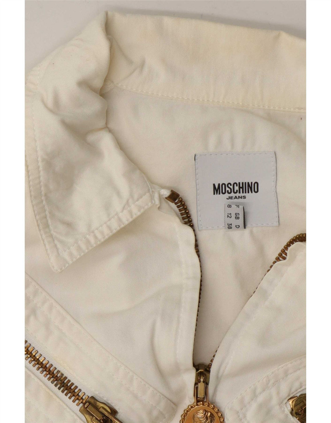 Moschino Bomber Jacket pentru femei UK 12 Medium Off White Bumbac