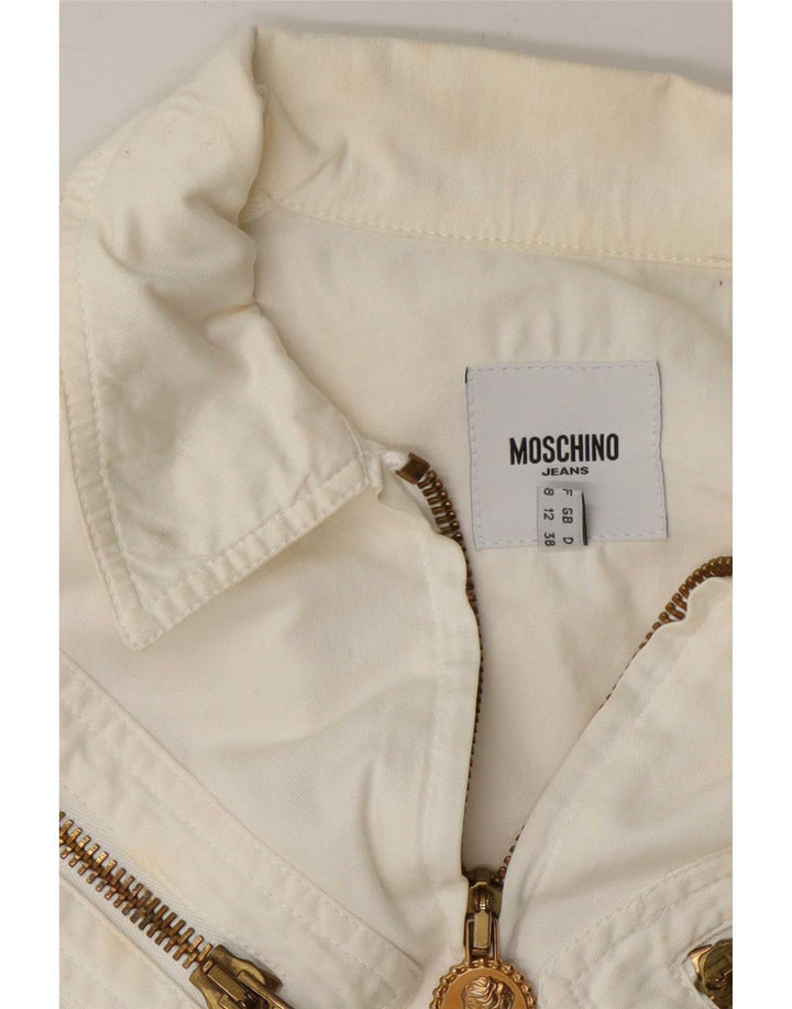Moschino Bomber Jacket pentru femei UK 12 Medium Off White Bumbac