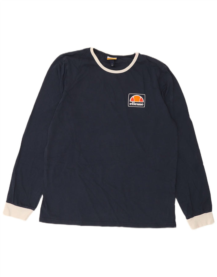 Top pentru bărbați Ellesse cu mânecă lungă mare, albastru bleumarin, bumbac