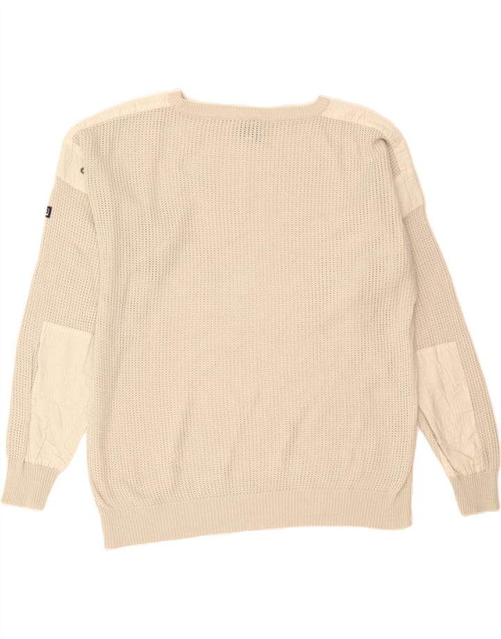 CAGI Mens Boat Neck Jumper Sweater Medium Beige Cotton Vintage Cagi and Second-Hand Cagi from Messina Hembry 