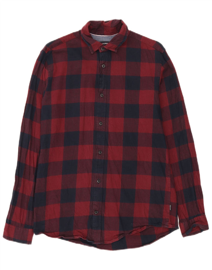 Cămașă de flanel Jack & Jones pentru bărbați, roșu mediu, bumbac