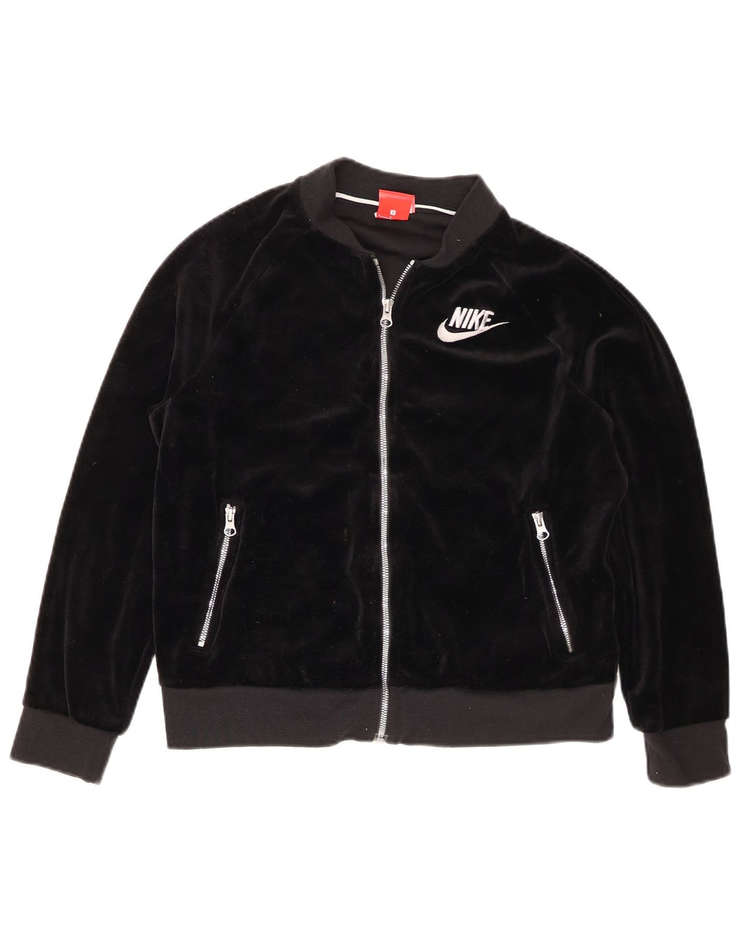 Jachetă de trening supradimensionată din velur Nike pentru femei UK 10 Small Black
