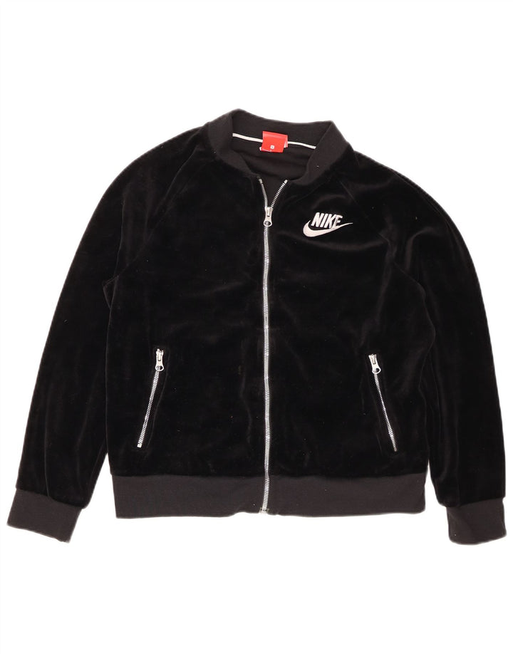 Jachetă de trening supradimensionată din velur Nike pentru femei UK 10 Small Black