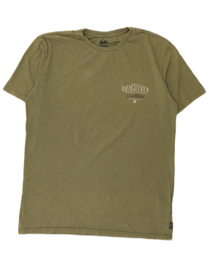 Quiksilver Mens Regular Fit Graphic T-Shirt Top Medium Khaki Cotton