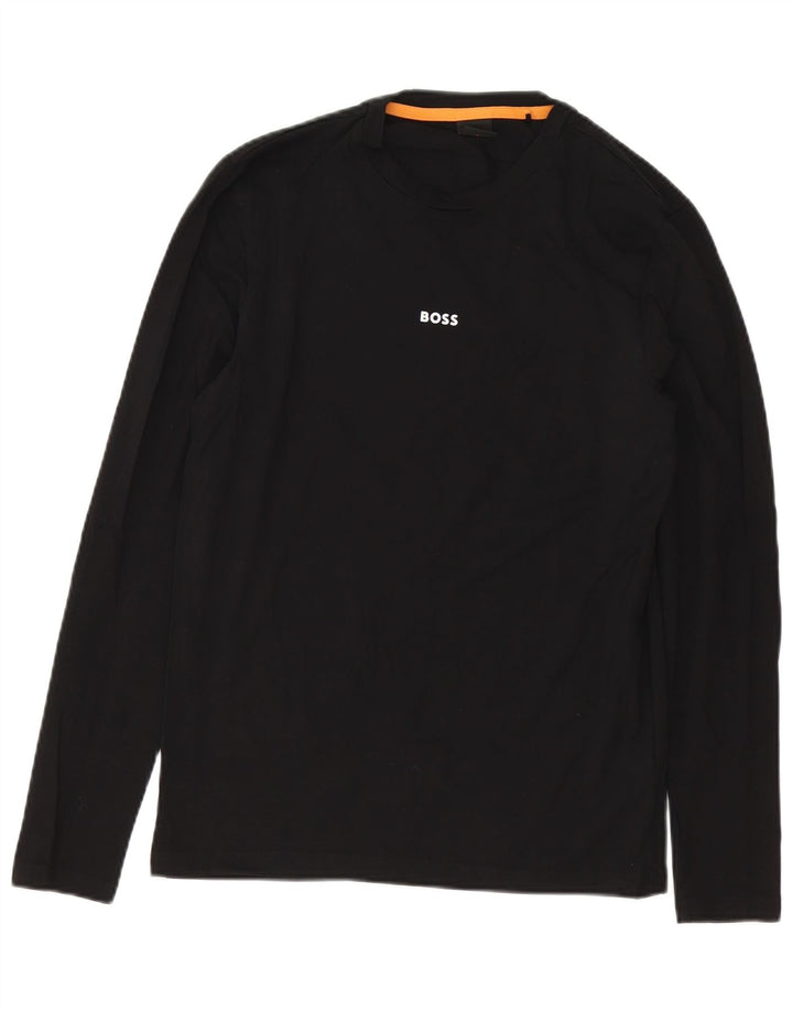 Top pentru bărbați Hugo Boss cu mânecă lungă, mic, negru, bumbac