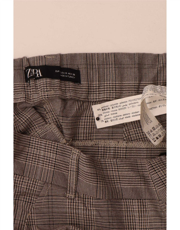 Pantaloni de costum crop slim pentru femei Zara Mici L26 L24 Gri Houndstooth