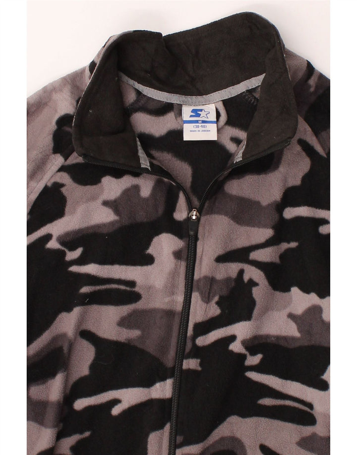STARTER Mens Fleece Jacket UK 38/40 Medium Grey Camouflage Polyester Vintage Starter and Second-Hand Starter from Messina Hembry 