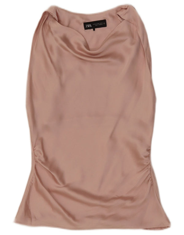 Zara Womens Sleeveless Blouse Top UK 6 XS Pink Polyester