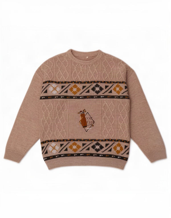 Pulover Vintage pentru bărbați, cu grafică, cu decolteu, XL, lână geometrică, gri