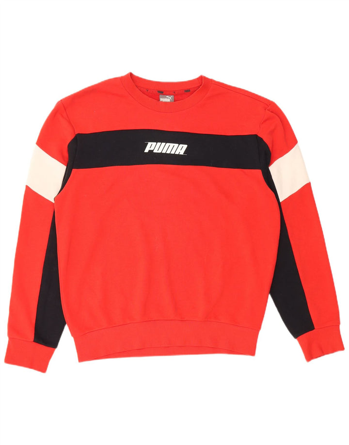 Hanorac grafic pentru bărbați Puma Jumper mic, roșu, bumbac color bloc